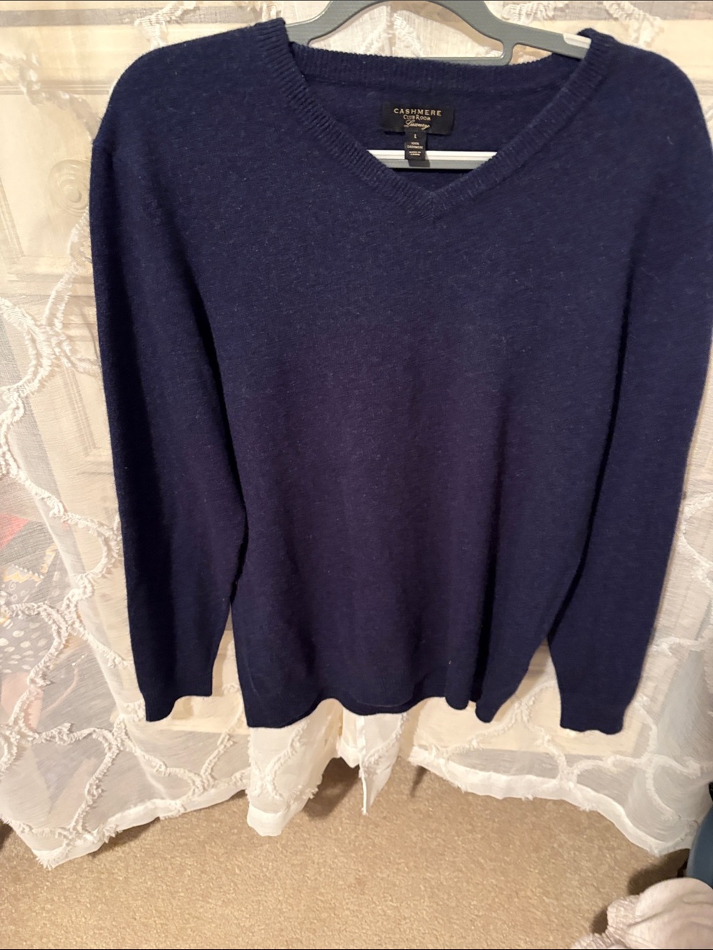 Club Room Navy V-Neck Cashmere Sweater